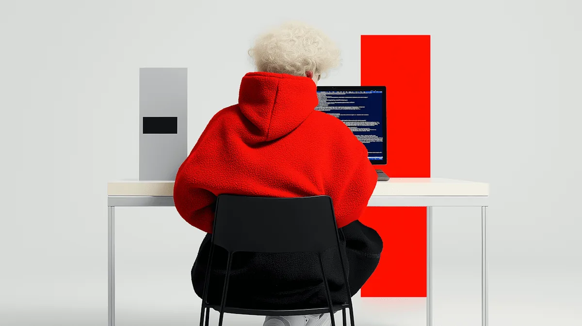 Sample project image: a developer at a desk
