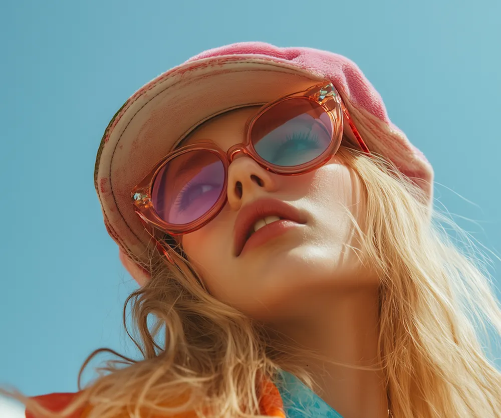 Editorial portrait with bold coloured styling